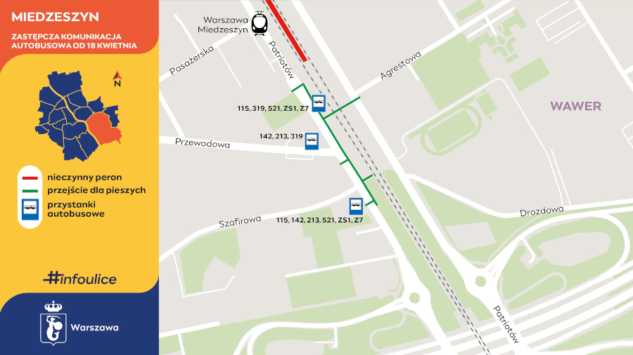 Miedzeszyn - zastępcza komunikacja autobusowa od 18 kwietnia