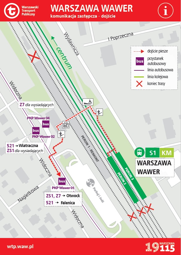 Warszawa Wawer - komunikacja zastępcza 