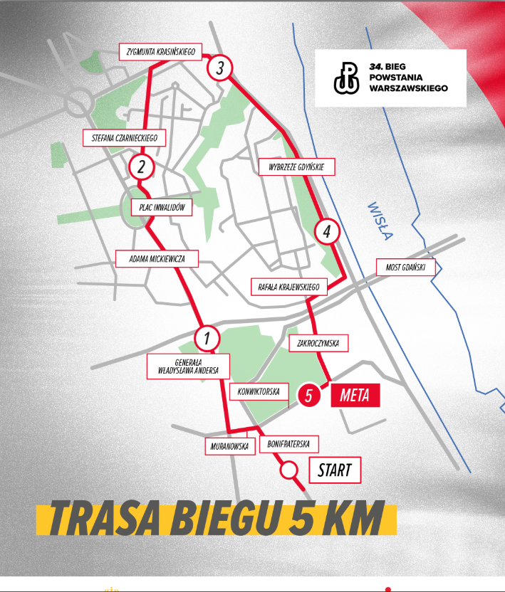 Trasa biegu na 5 kilometrów