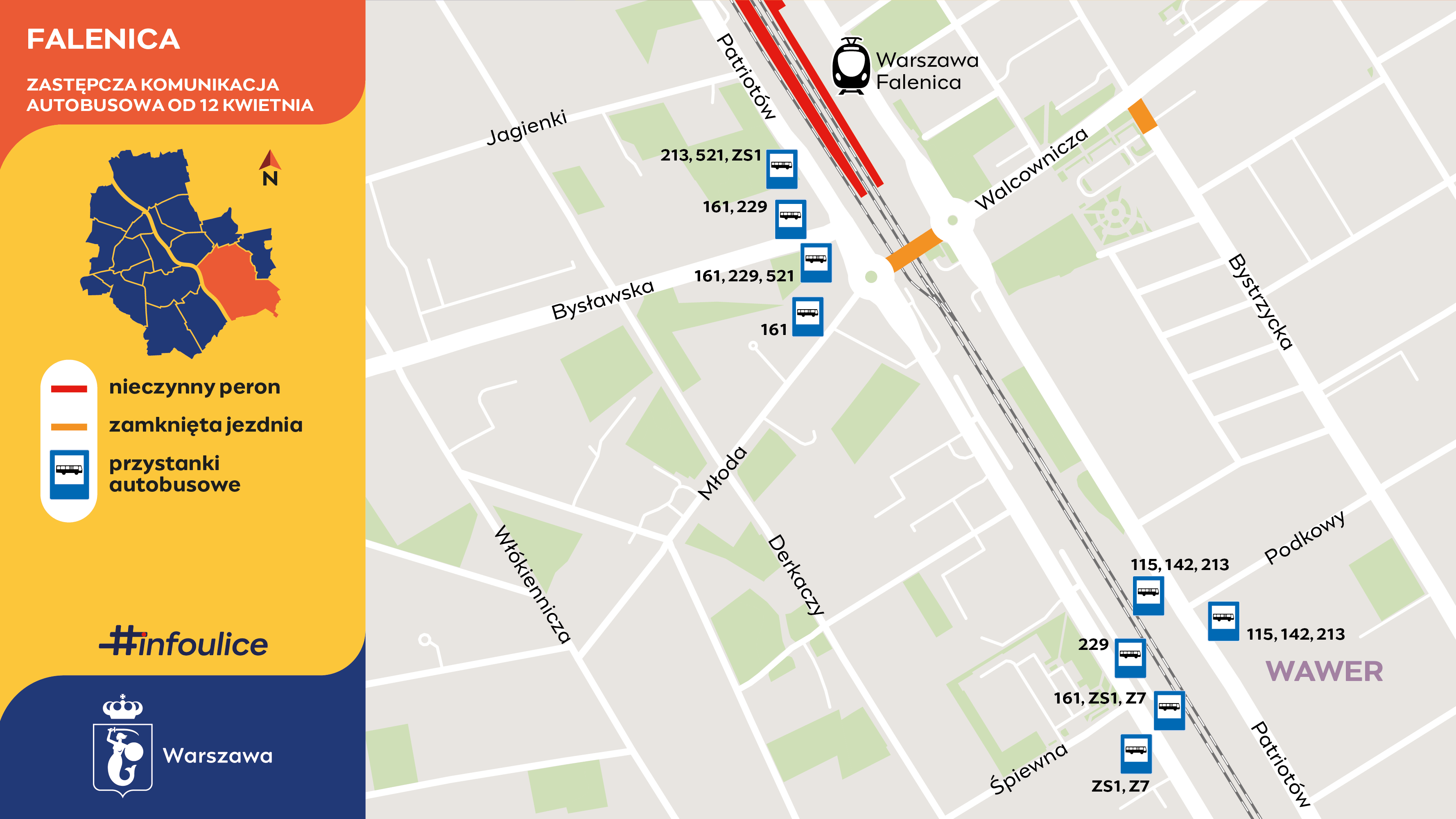 Falenica - zastępcza komunikacja autobusowa od 12 kwietnia