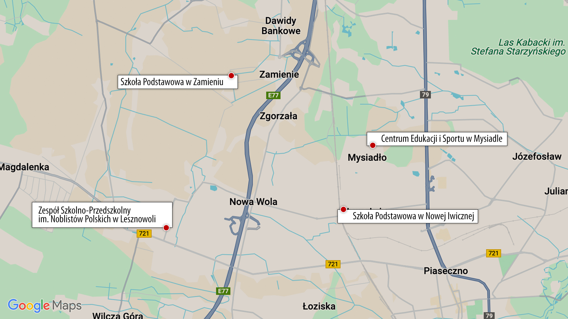 Wybrane szkoły podstawowe w gminie Lesznowola