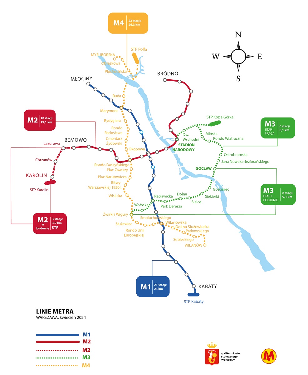 Linie metra w Warszawie - plan