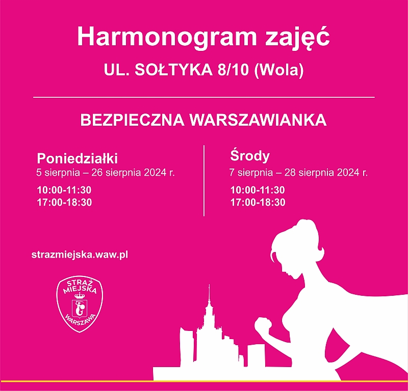 Harmonogram zajęć "Bezpieczna warszawianka"