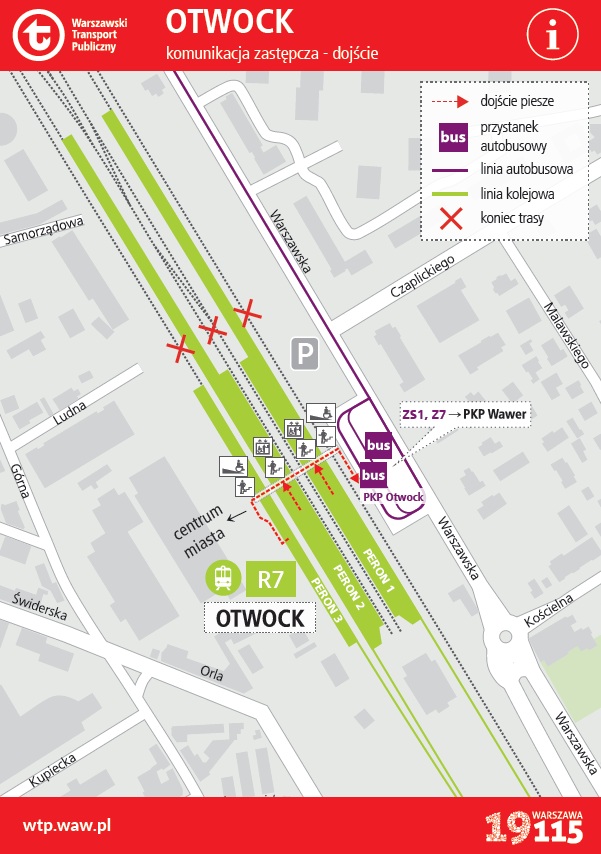 Otwock - komunikacja zastępcza, dojście