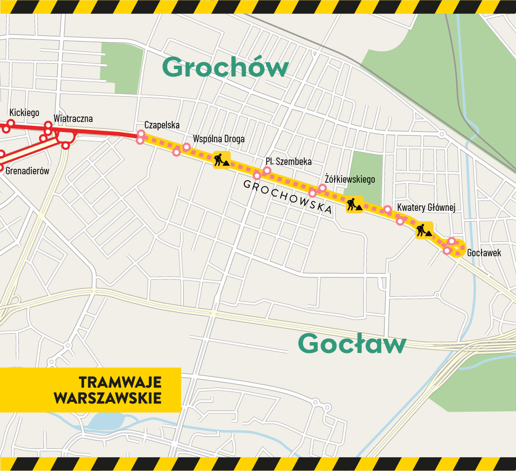 Fragment Grochowskiej, który zostanie objęty przebudową