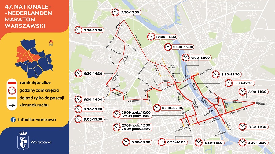 47. Nationale-Nederlanden Maraton Warszawski - zmiany w ruchu