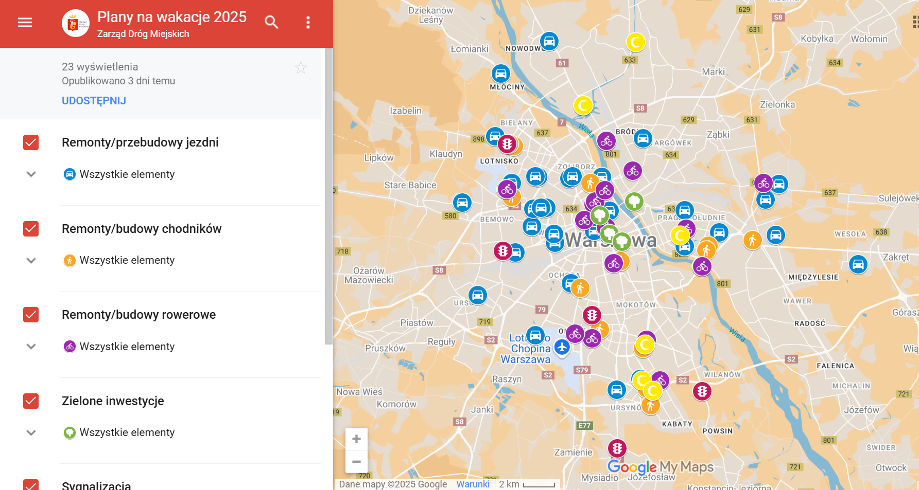 Mapa drogowych remontów