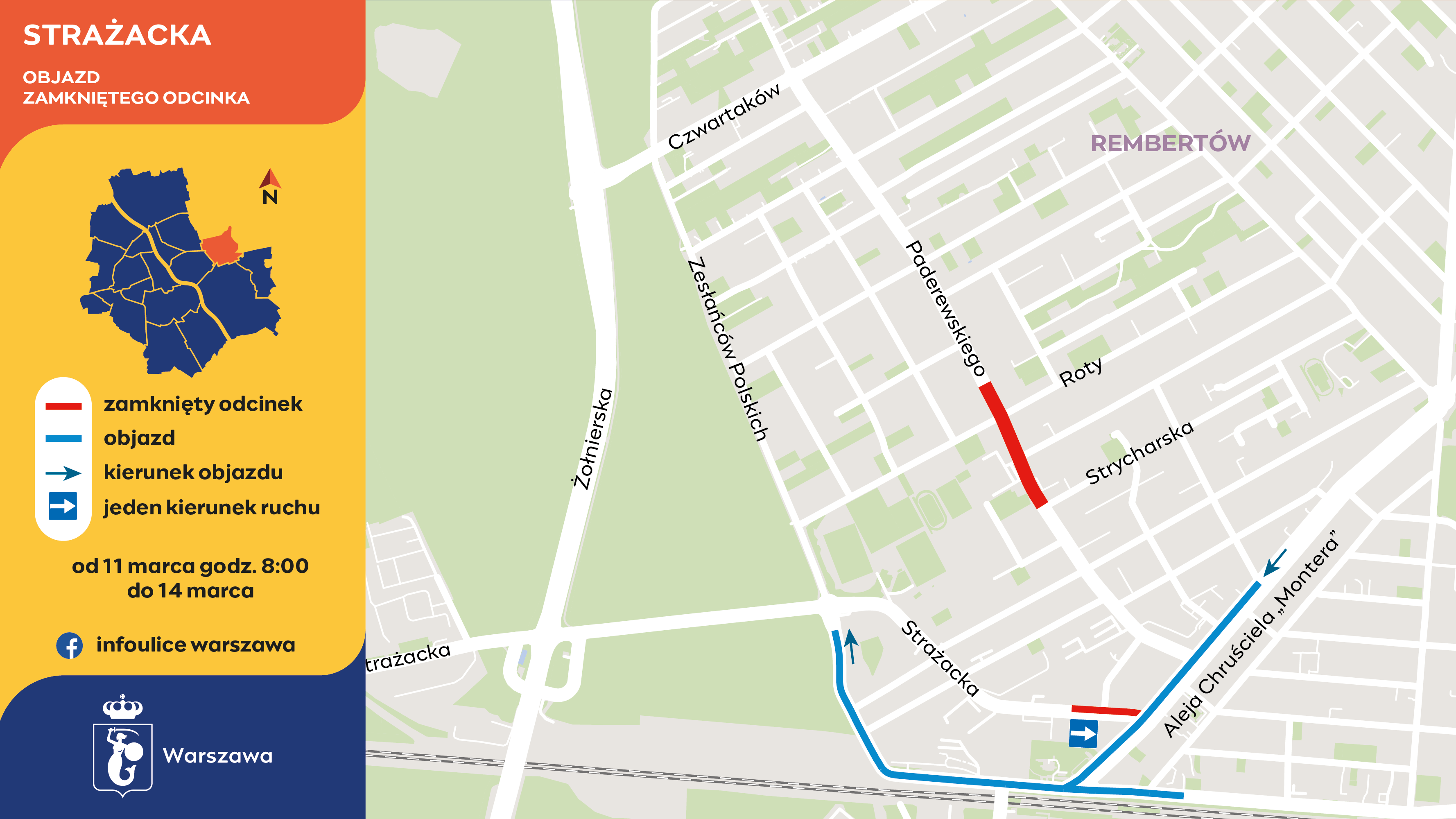 Objazd zamkniętego odcinka ulicy Strażackiej