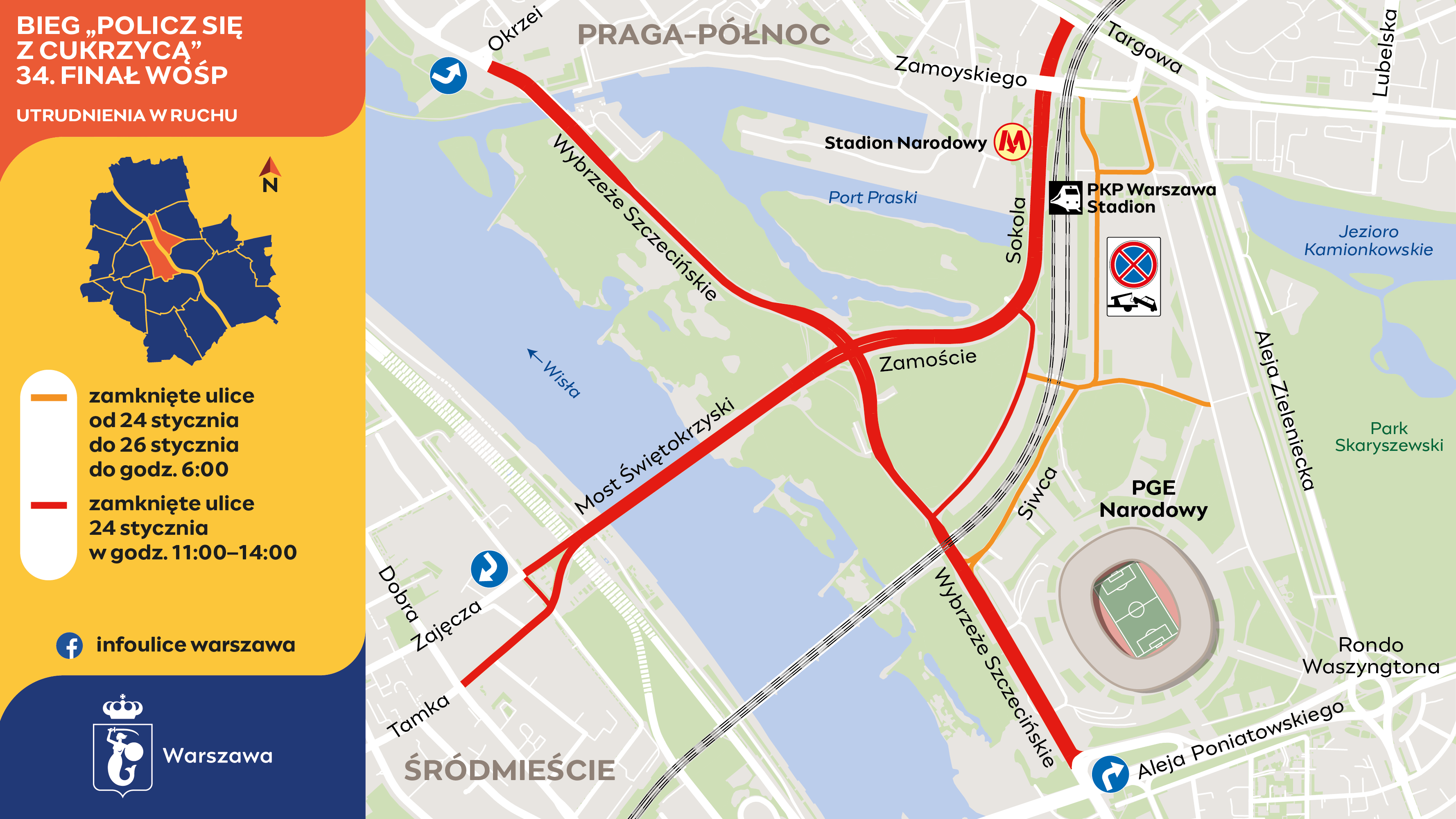 Utrudnienia wokół stadionu Narodowego 