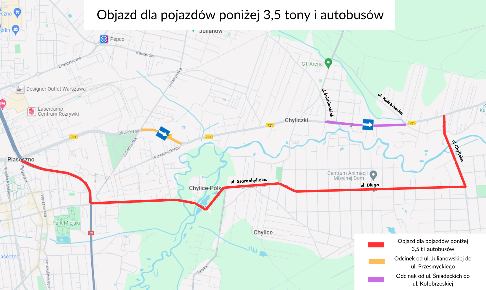 Objazd podczas rozbudowy DW 721 między Piasecznem a Konstancinem-Jeziorną 