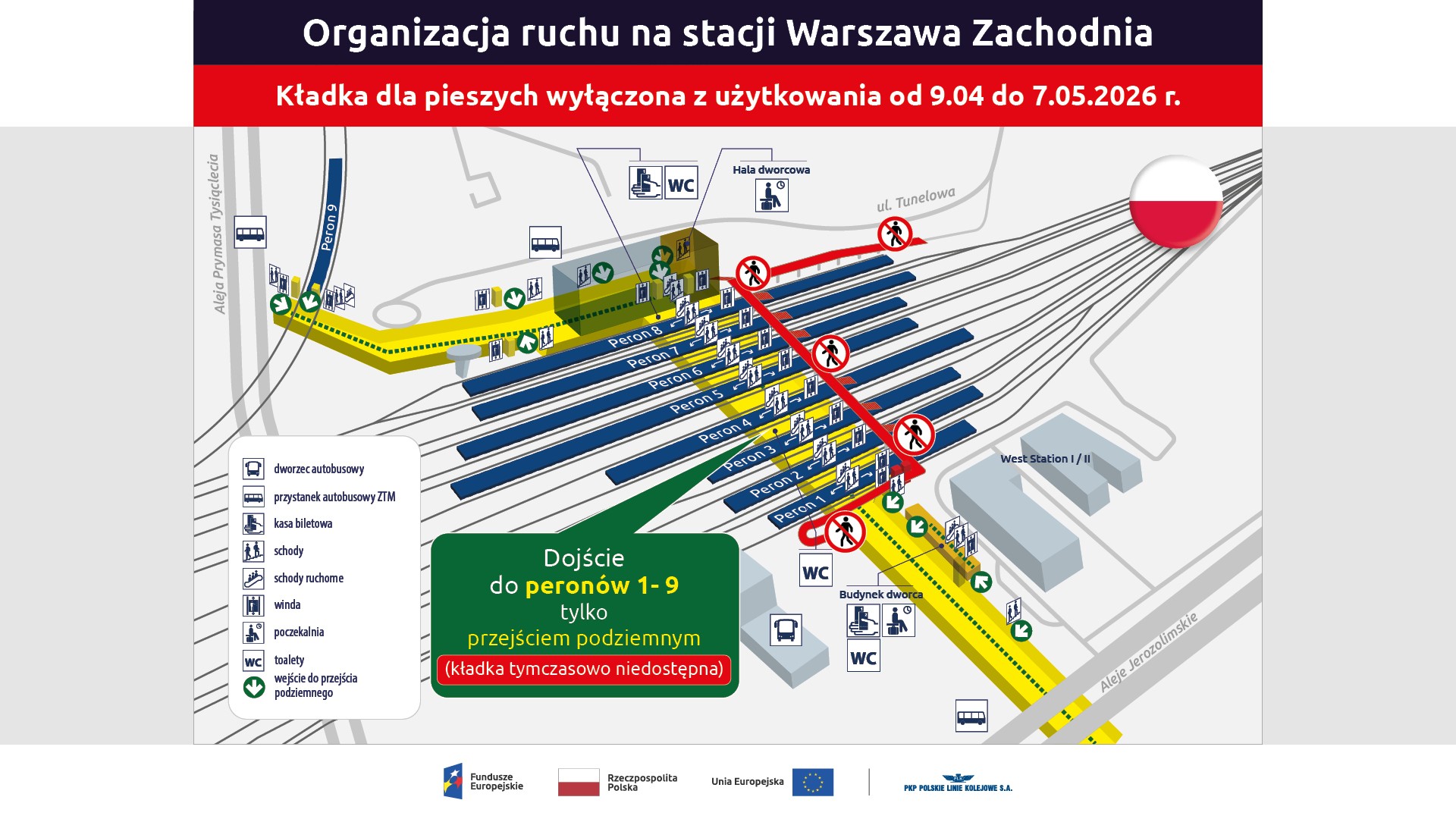 Organizacja ruchu na dworcu Warszawa Zachodnia