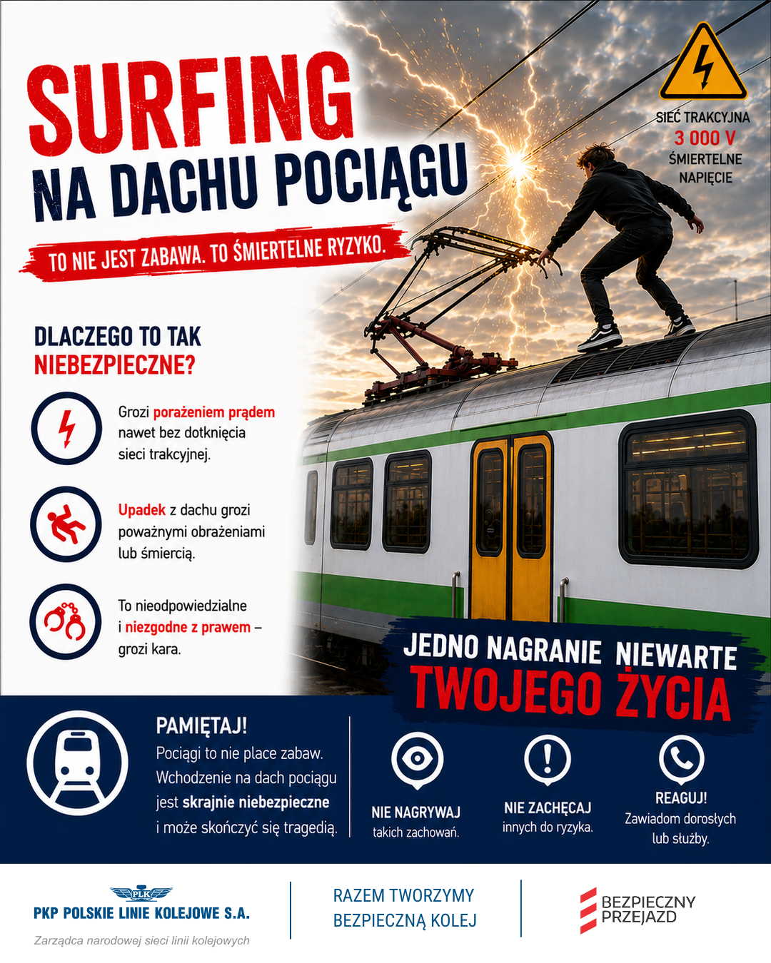Kolejarze przestrzegają przed trainsurfingiem