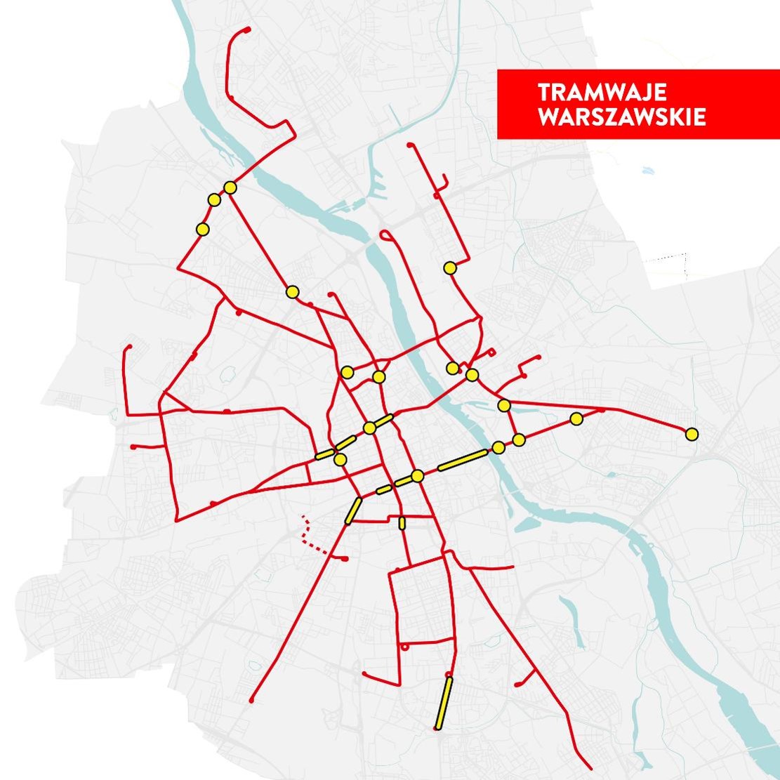 Mapa remontów tras tramwajowych w 2026 roku