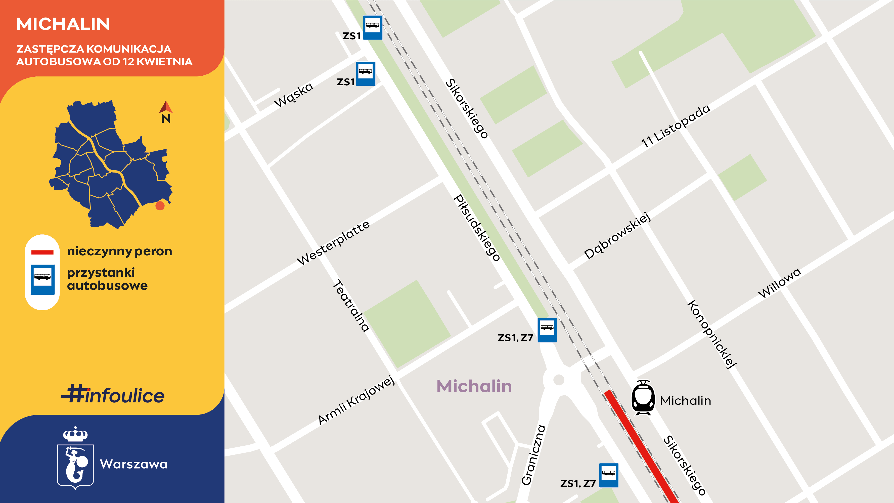 Michalin - zastępcza komunikacja autobusowa od 12 kwietnia