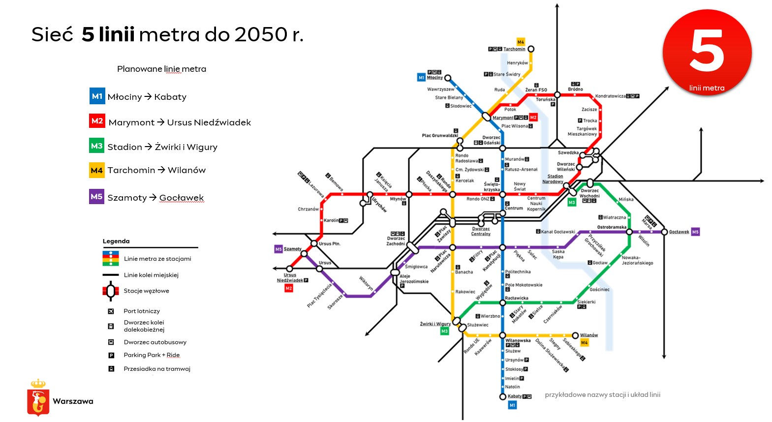 Sieć pięciu linii metra do 2050 roku 