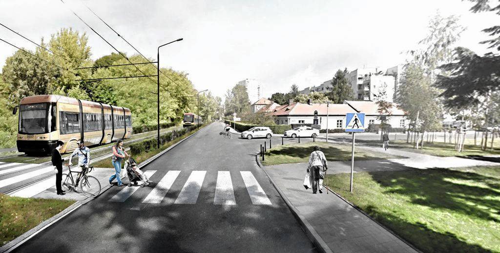 Wizualizacja linii tramwajowej wzdłuż ulicy Rostafińskich