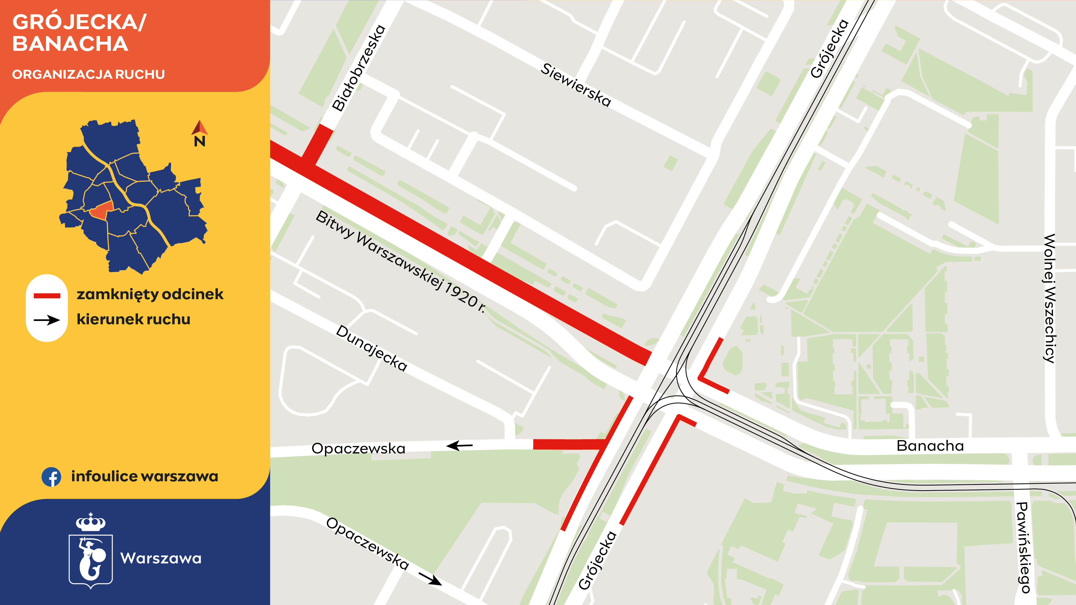 Organizacja ruchu na skrzyżowaniu Grójeckiej i Banacha 