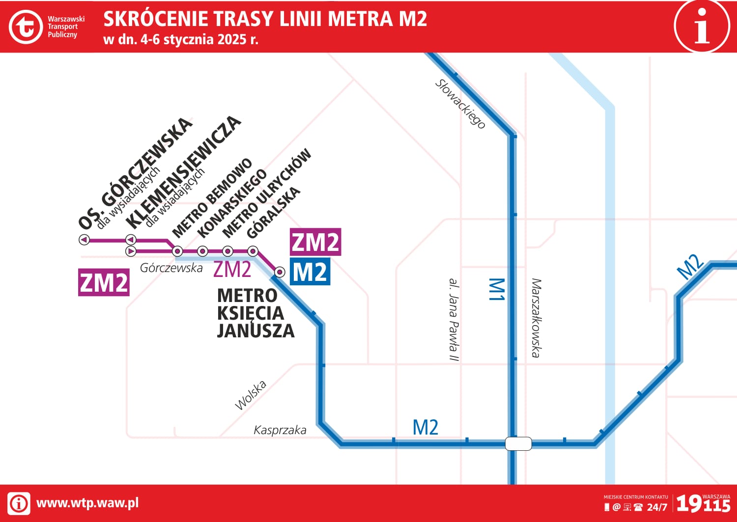 Skrócenie trasy linii metra M2 