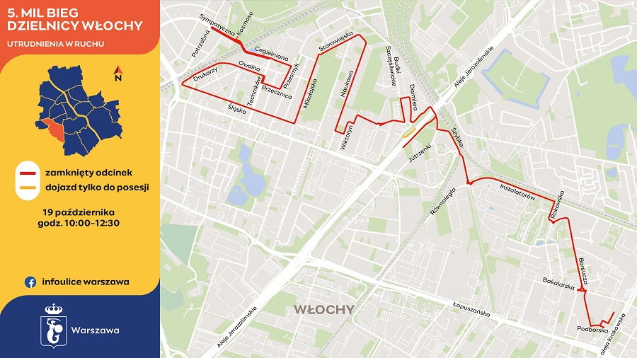 5 MIL. Bieg Dzielnicy Włochy - trasa 
