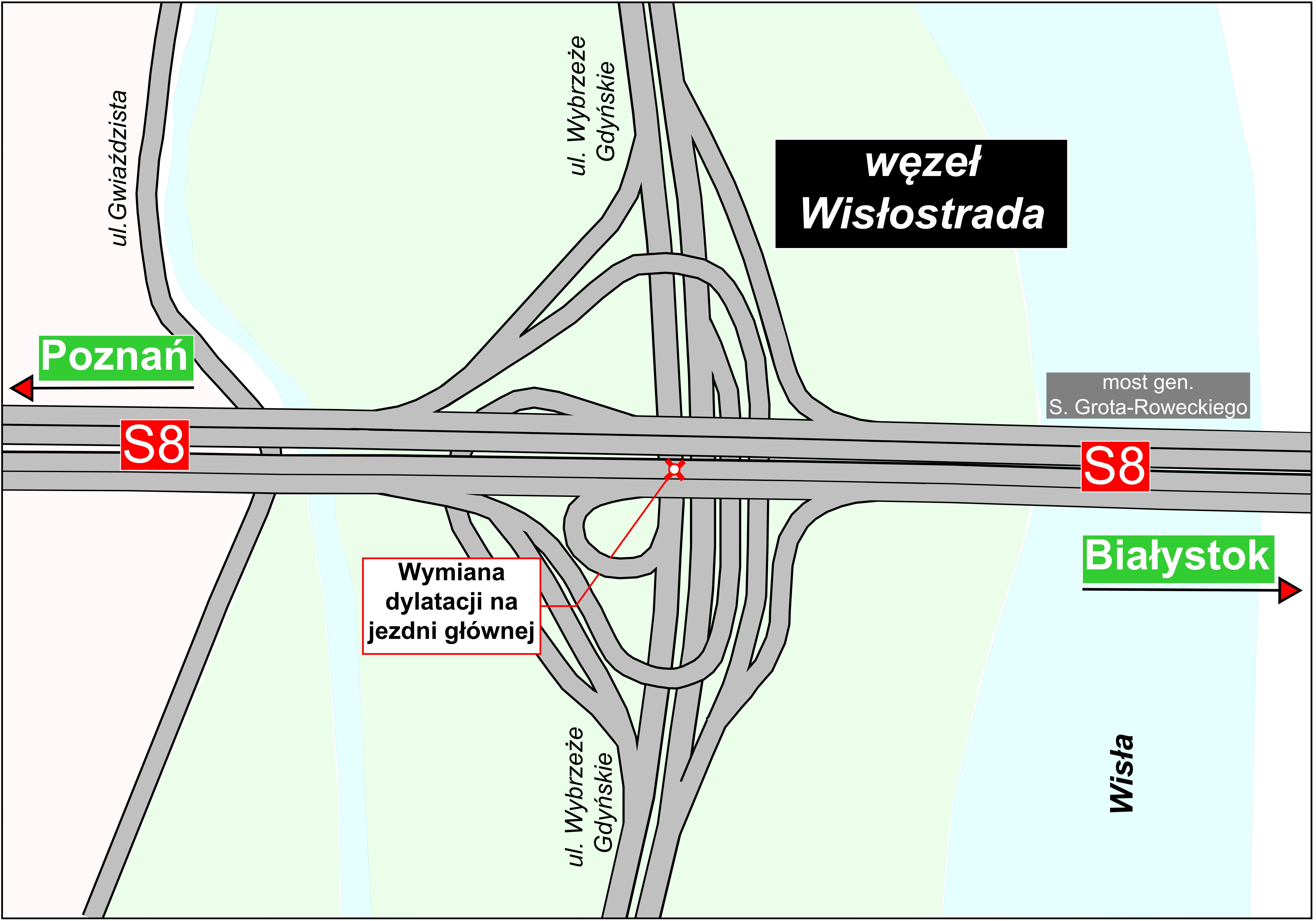 Utrudnienia na węźle Wisłostrada 