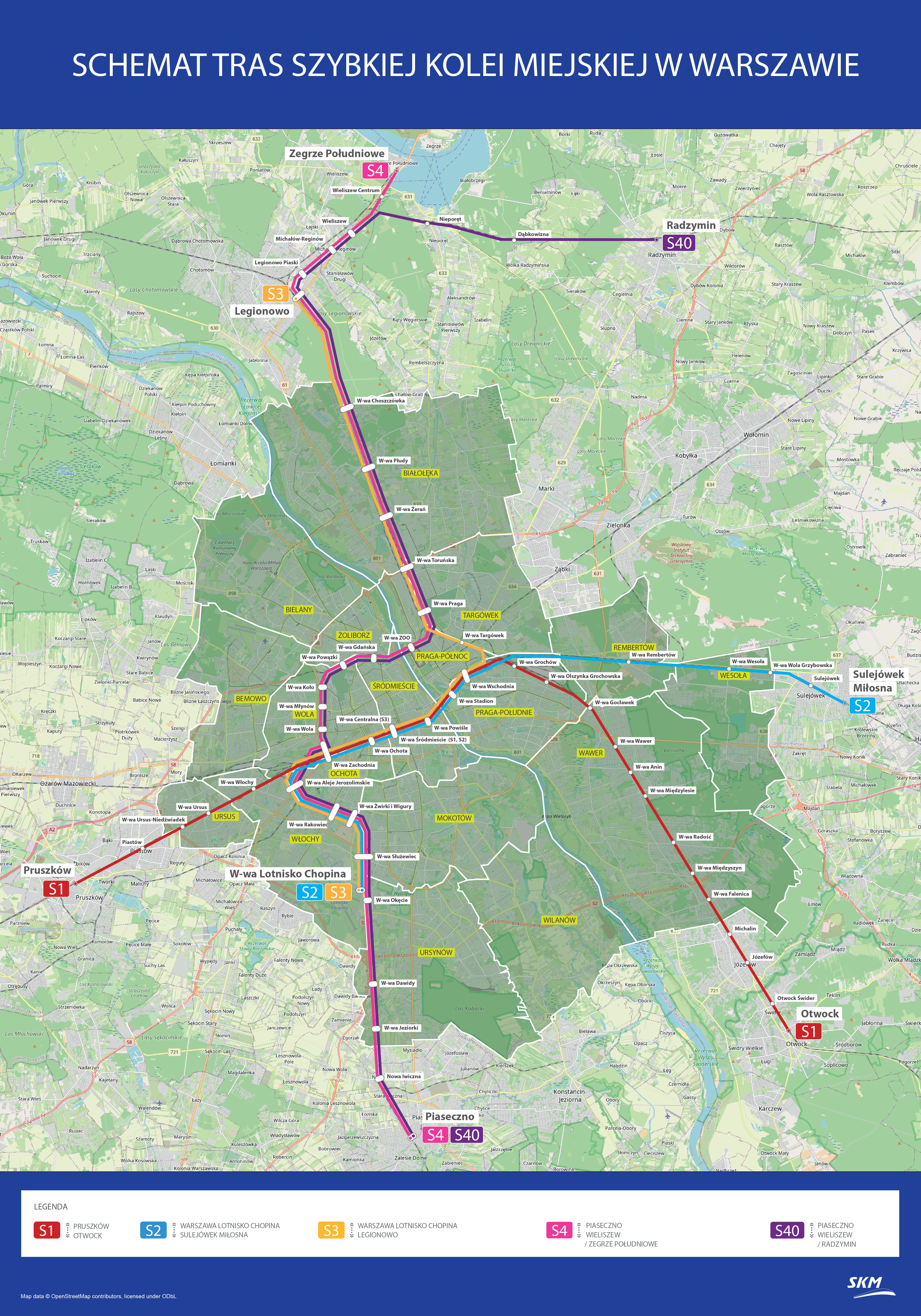 Schemat linii SKM po 15 grudnia 2024 roku
