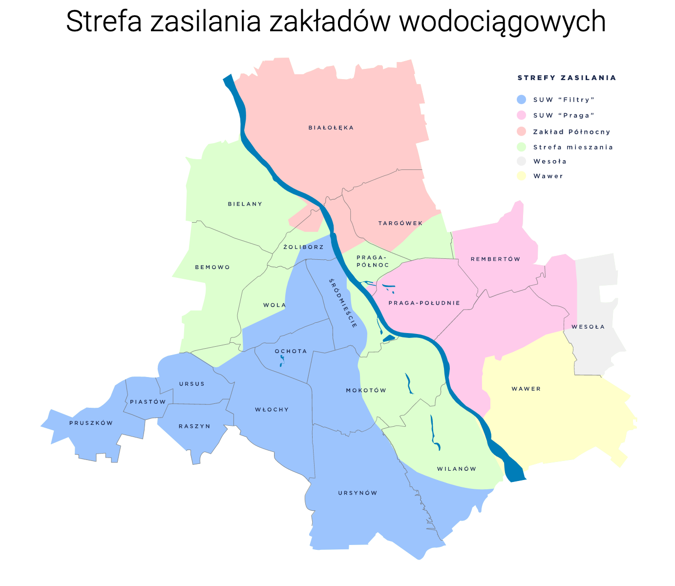 Strefa zasilania warszawskich zakładów wodociągowych