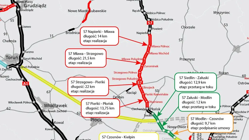 Budowa trasy S7 w północnej części Mazowsza