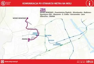 Trasa nowej linii autobusowej 284