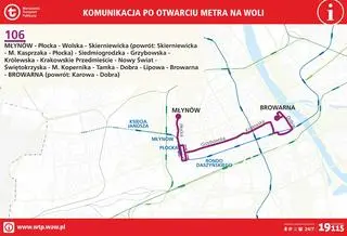 Trasa nowej linii autobusowej 106