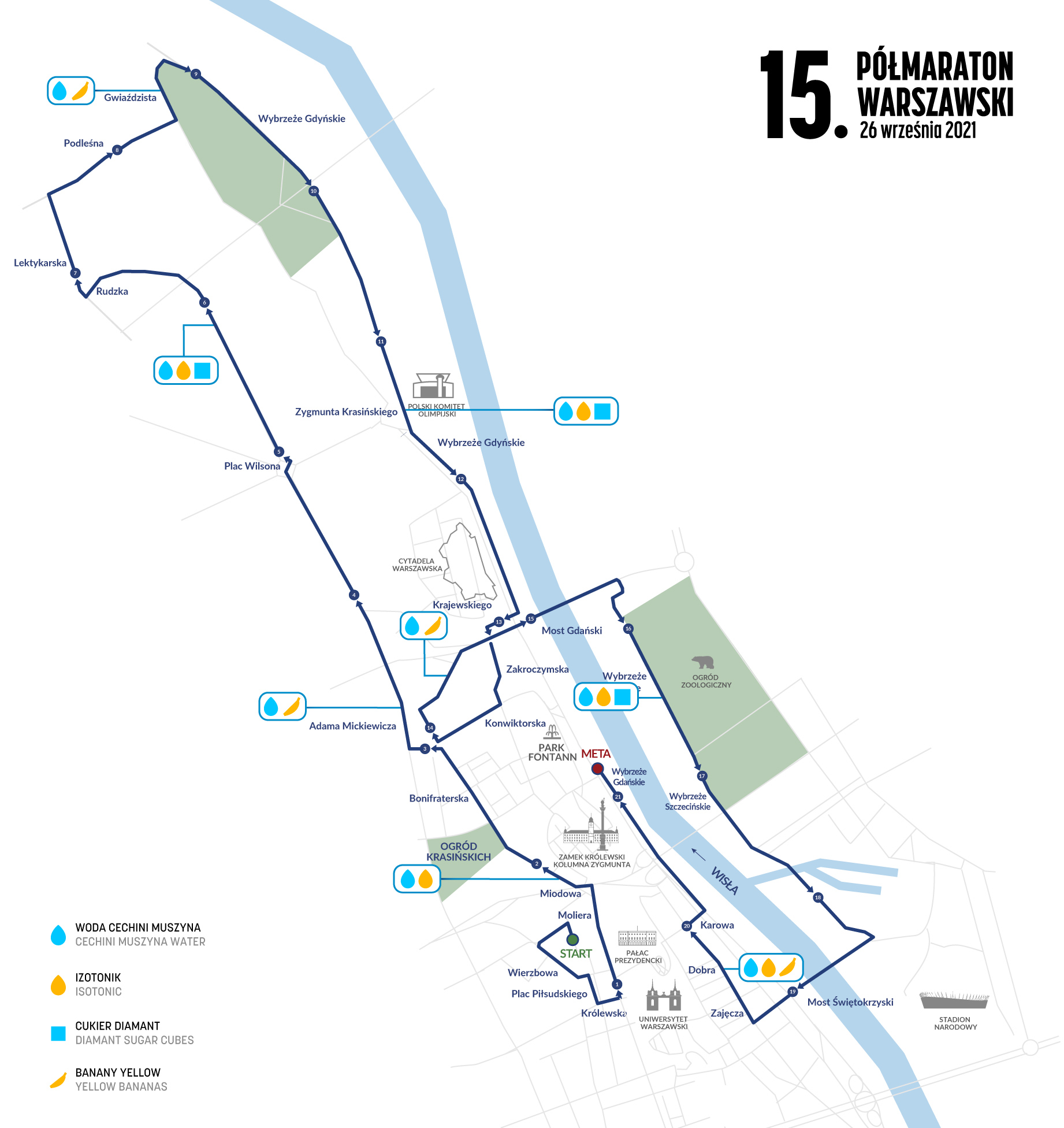 Trasa 15. Półmaratonu Warszawskiego