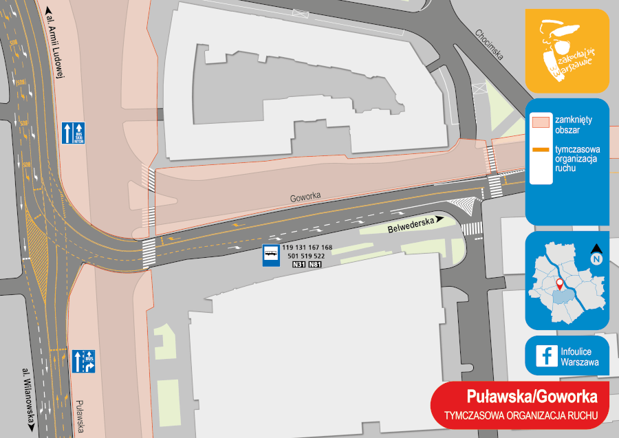 Organizacja ruchu w rejonie skrzyżowania Puławskiej z Goworka