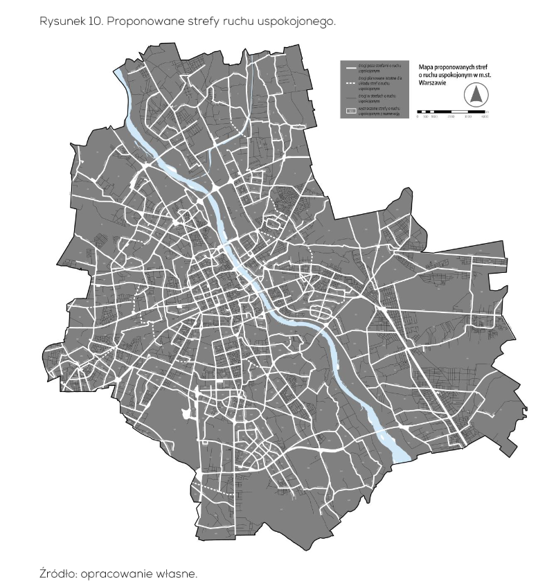 Proponowane strefy ruchu uspokojonego w Warszawie 