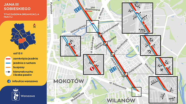 Tramwaj do Wilanowa - organizacja ruchu od 15 lutego