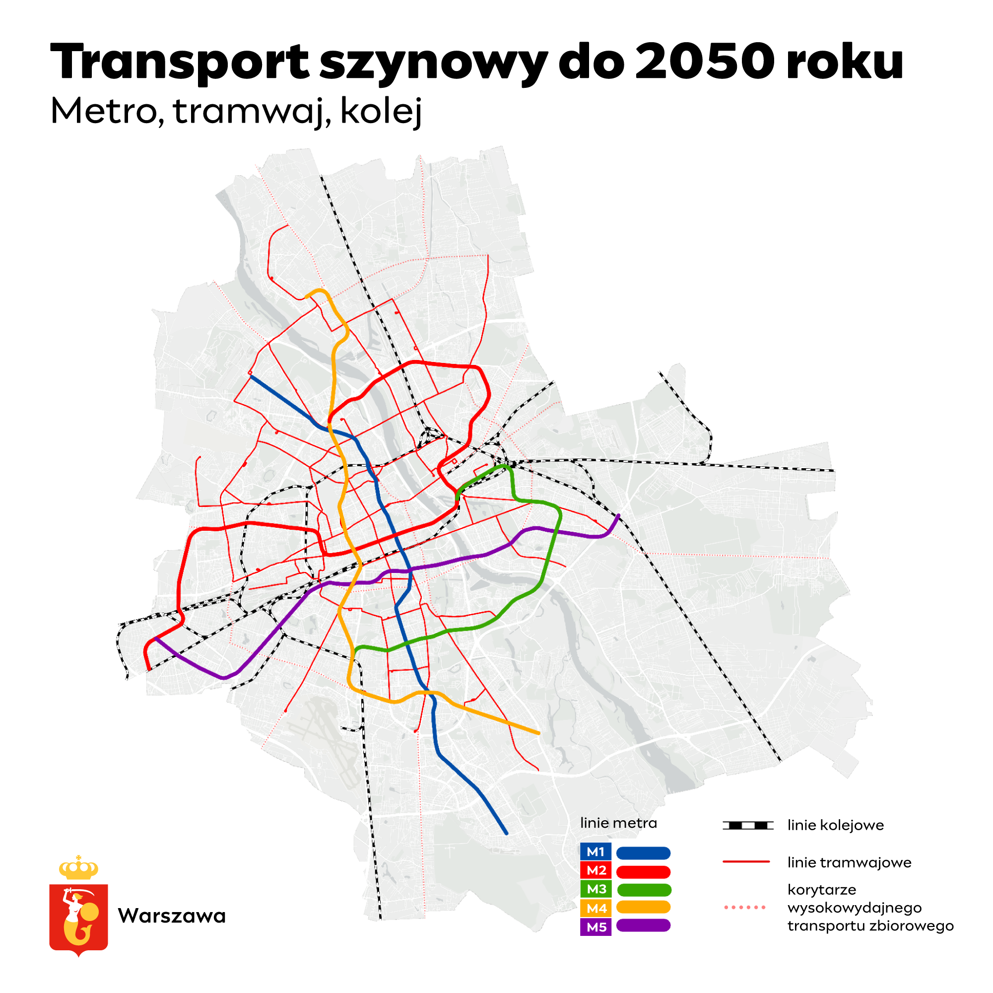 Transport szynowy w Warszawie do 2050 roku