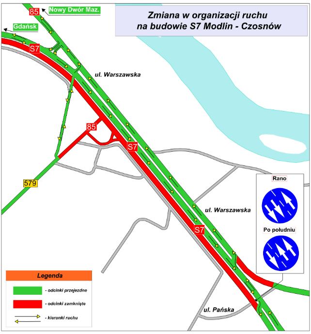 Zmiana w organizacji ruchu na budowie S7 Modlin - Czosnów