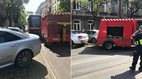 Auto zablokowało torowisko na Pradze 