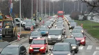 Korki na Wisłostradzie w kierunku Żoliborza