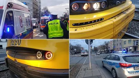 Zderzenie tramwajów na Kamionku. Trzy osoby odwiezione do szpitala