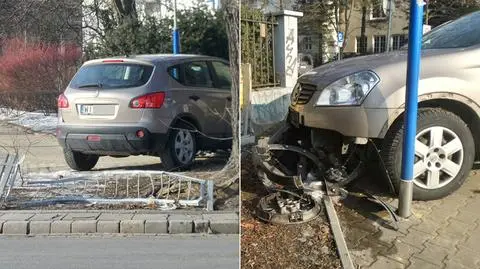 Samochód na płocie, skrzynka rozbita w drobny mak