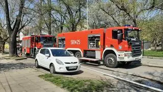 Pożar w garażu podziemnym w Pruszkowie