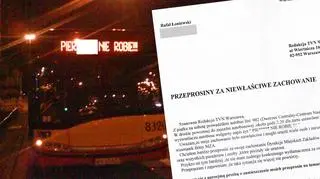 Kierowca autobusu przeprasza za wulgarny napis	fot. warszawa@tvn.pl