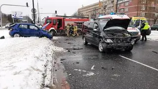 Wypadek na skrzyżowaniu Wołoskiej z Madalińskiego