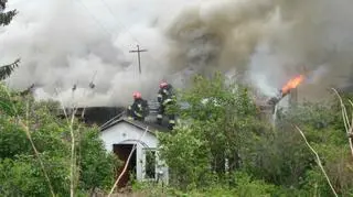 Pożar domu na Gocławku