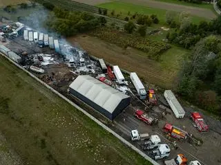 Pożar ciężarówek w miejscowości Kamieńszczyzna