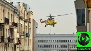 Helikopter nad centrum Warszawy