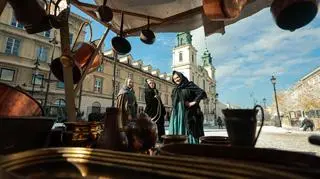 Plan filmowy do kinowej adaptacji "Lalki" na Krakowskim Przedmieściu