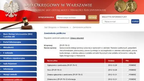 Przetarg w sądzie okręgowym: jeden dzień na składanie ofert