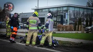 Wypadek motocyklisty pod Warszawą