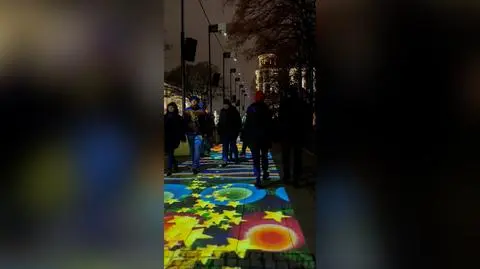 Mapping na ścianach Pałacu Staszica