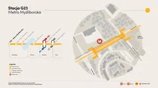 Schemat stacji Myśliborska na linii M4